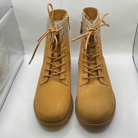 NWOT Michael Michael Kors Alistair Combat Lace Up Leather Jewel Boots Womens 9.5 - Picture 3 of 13